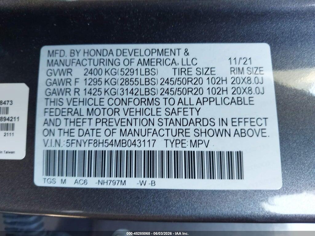 5FNYF8H54MB043117 2021 HONDA PASSPORT photo no. 9