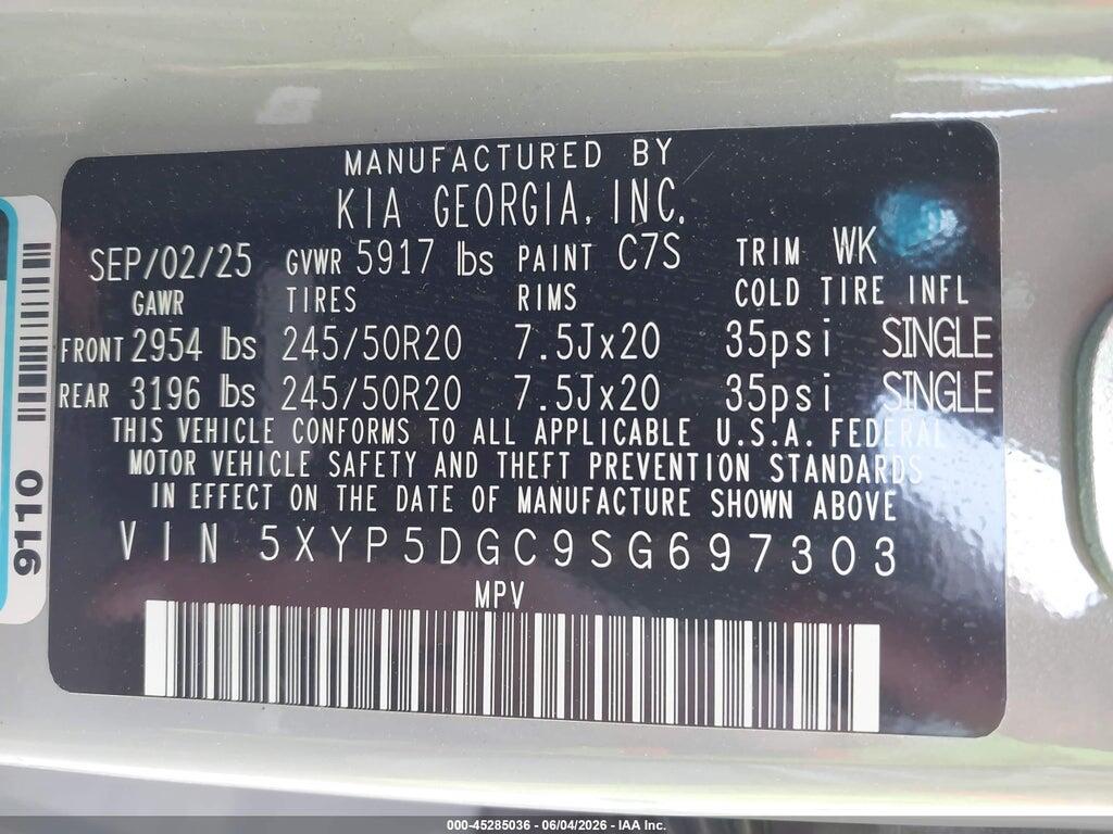 5XYP5DGC9SG697303 2025 KIA TELLURIDE photo no. 8