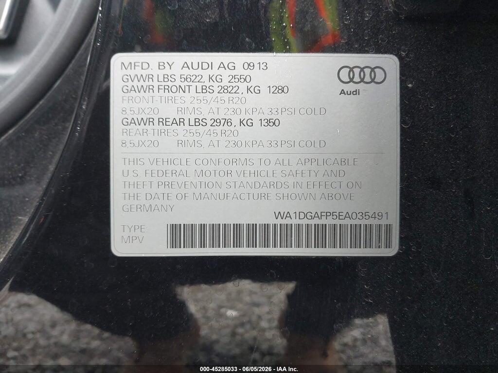 WA1DGAFP5EA035491 2014 AUDI Q5 photo no. 9