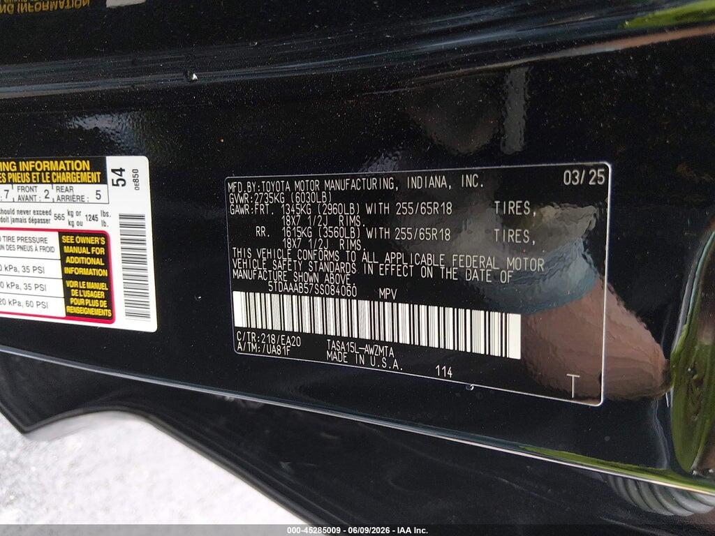 5TDAAAB57SS084060 2025 TOYOTA GRAND HIGHLANDER photo no. 9