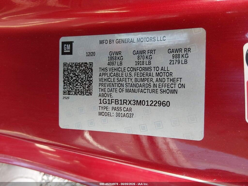 1G1FB1RX3M0122960 2021 CHEVROLET CAMARO photo no. 9