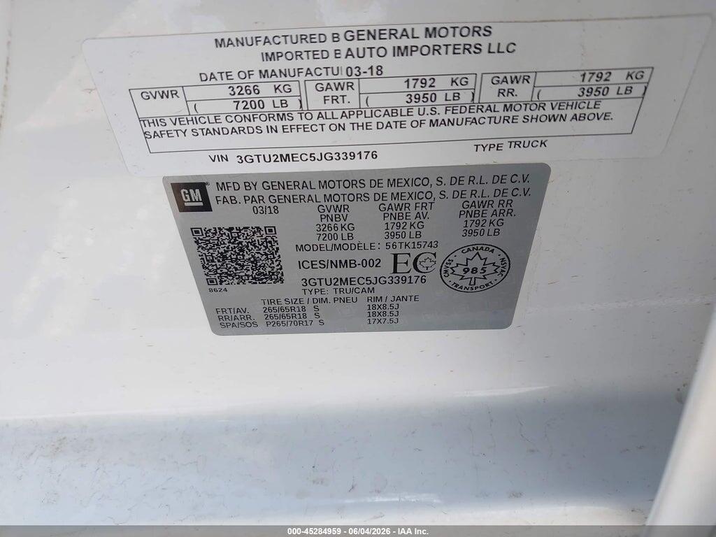 3GTU2MEC5JG339176 2018 GMC SIERRA 1500 photo no. 9