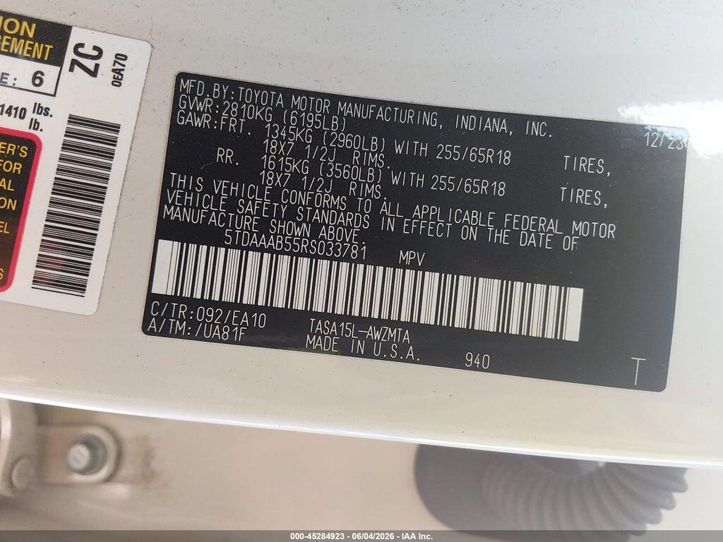 5TDAAAB55RS033781 2024 TOYOTA GRAND HIGHLANDER photo no. 9