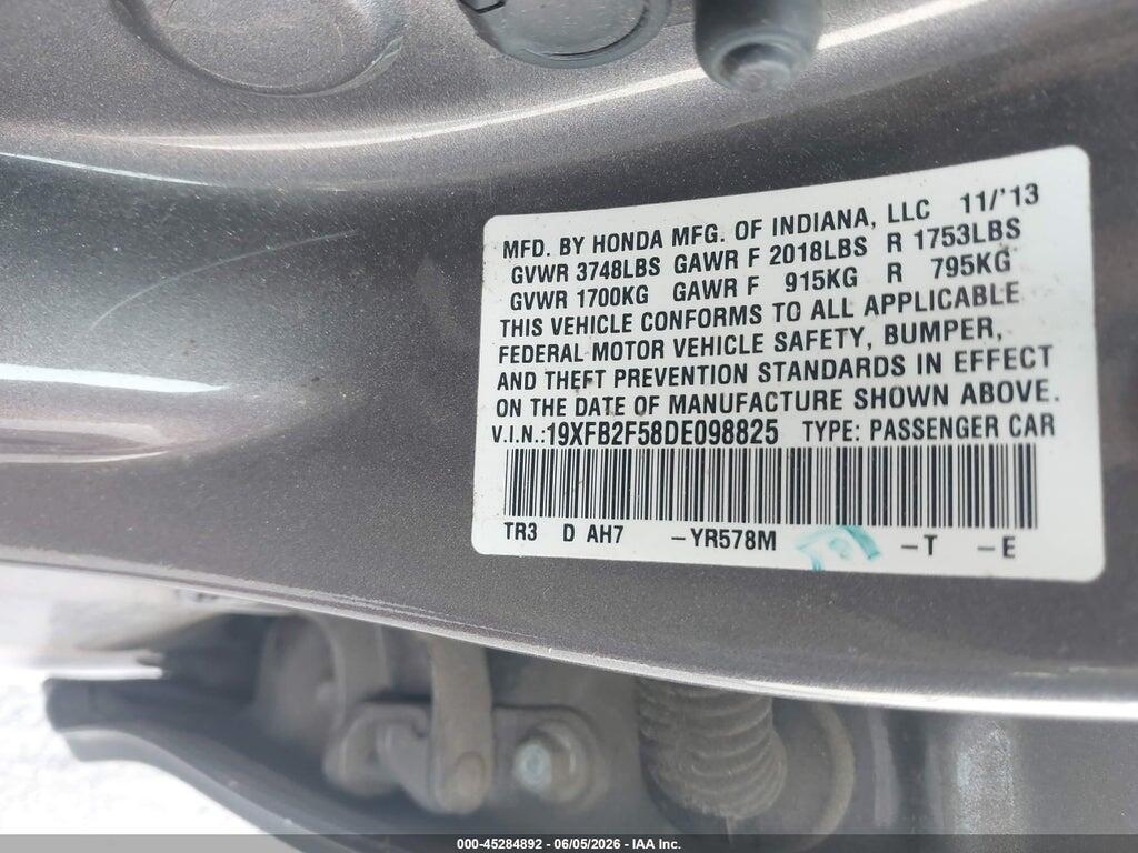 19XFB2F58DE098825 2013 HONDA CIVIC photo no. 9