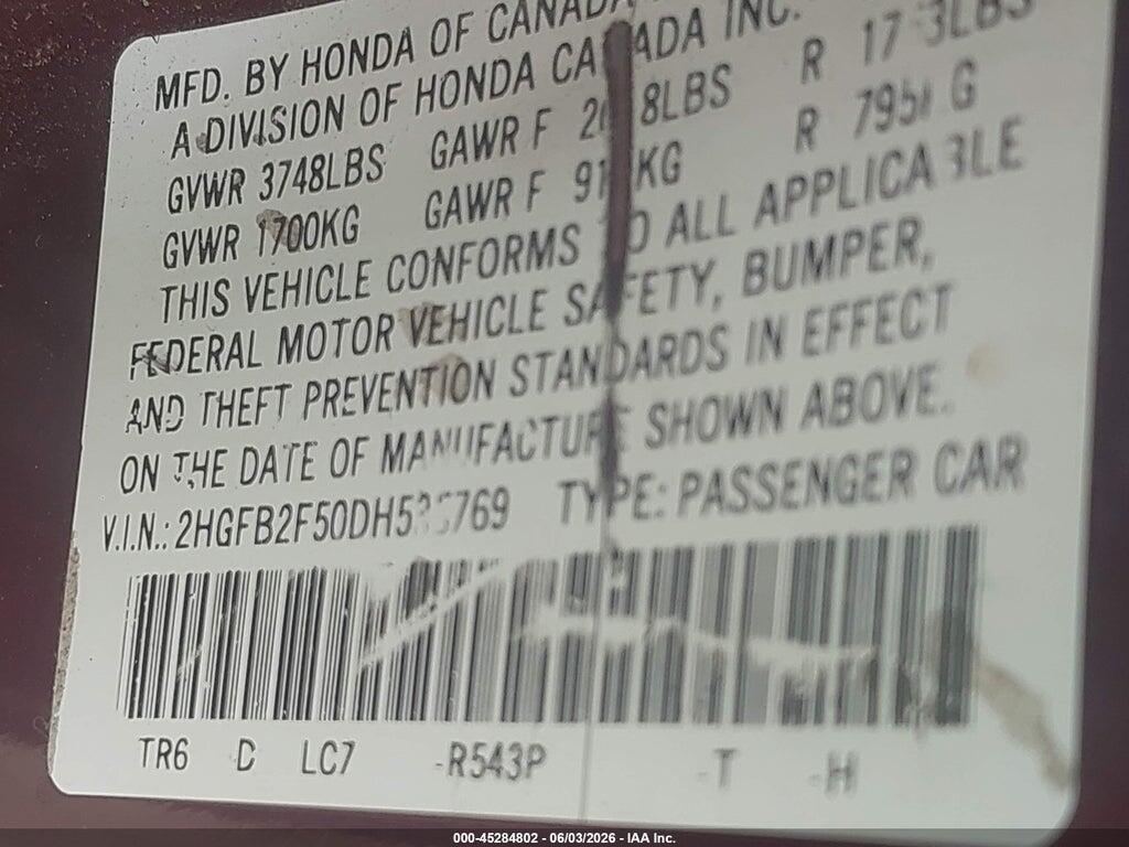 2HGFB2F50DH535769 2013 HONDA CIVIC photo no. 9