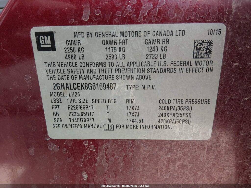 2GNALCEK8G6169487 2016 CHEVROLET EQUINOX photo no. 9