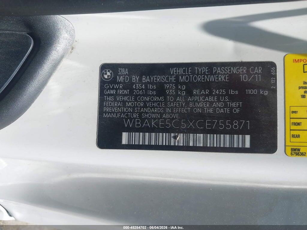 WBAKE5C5XCE755871 2012 BMW 328I photo no. 9