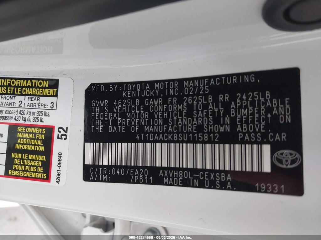4T1DAACK8SU115812 2025 TOYOTA CAMRY photo no. 9