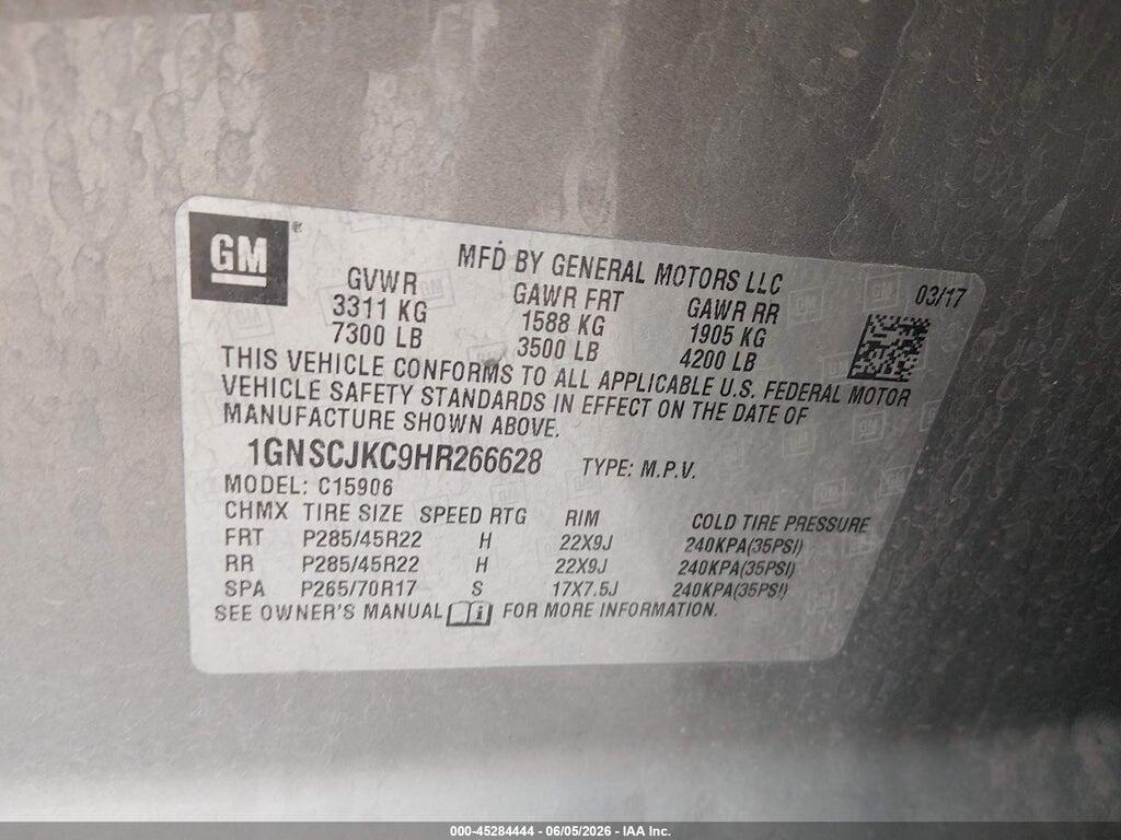 1GNSCJKC9HR266628 2017 CHEVROLET SUBURBAN photo no. 9
