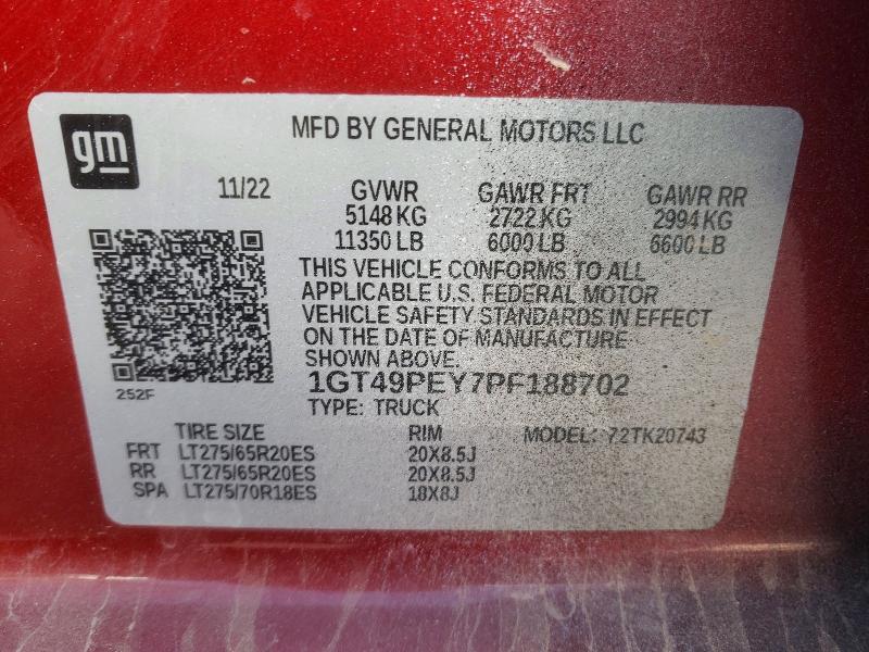1GT49PEY7PF188702 2023 GMC SIERRA photo no. 12