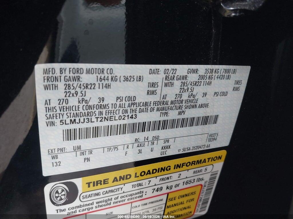 5LMJJ3LT2NEL02143 2022 LINCOLN NAVIGATOR photo no. 9