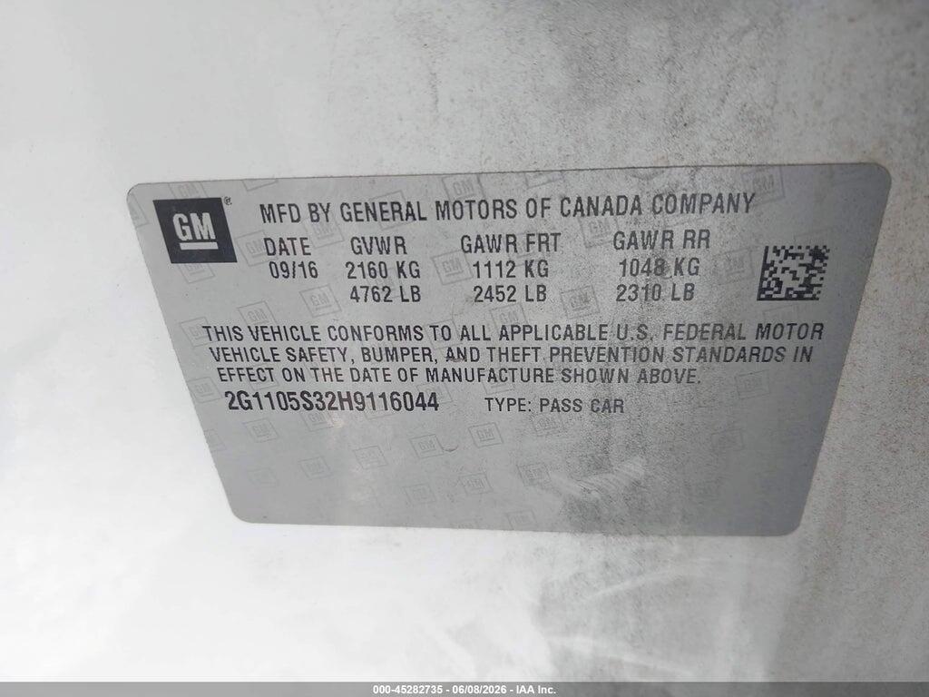 2G1105S32H9116044 2017 CHEVROLET IMPALA photo no. 9