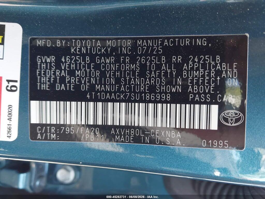 4T1DAACK7SU186998 2025 TOYOTA CAMRY photo no. 9