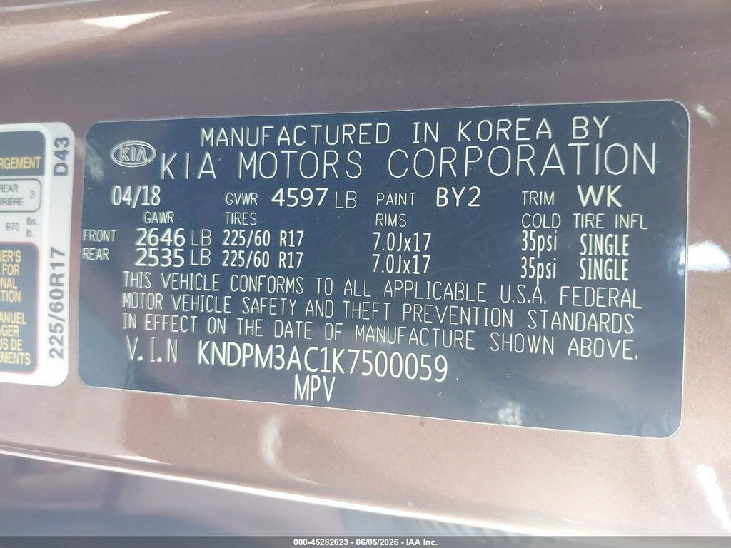 KNDPM3AC1K7500059 2019 KIA SPORTAGE photo no. 9