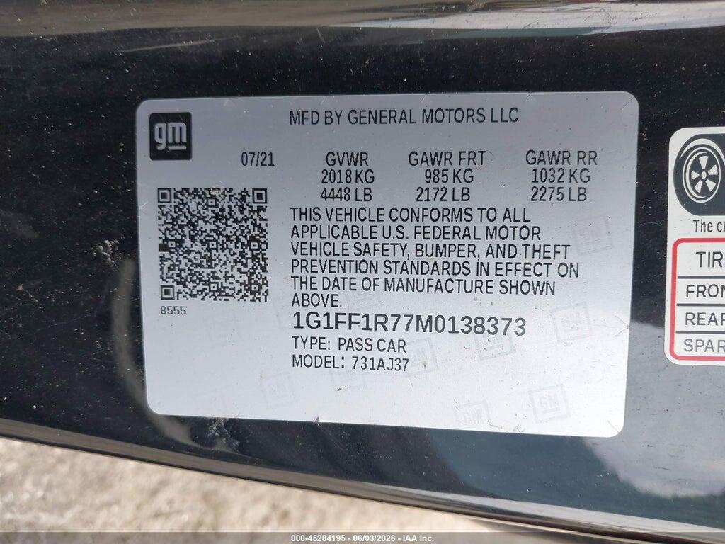 1G1FF1R77M0138373 2021 CHEVROLET CAMARO photo no. 9