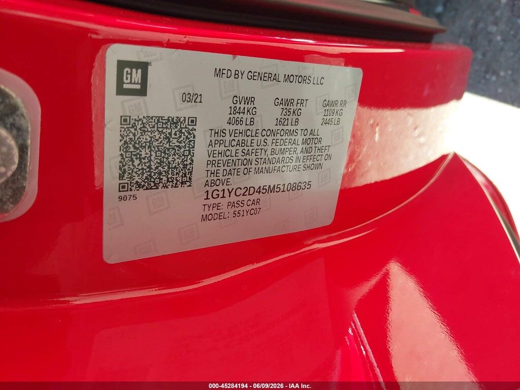 1G1YC2D45M5108635 2021 CHEVROLET CORVETTE STINGRAY photo no. 9
