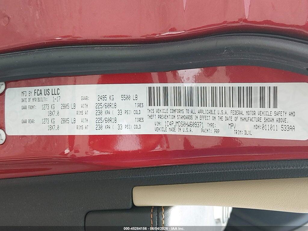 1C4PJMDS0HW609371 2017 JEEP CHEROKEE photo no. 9