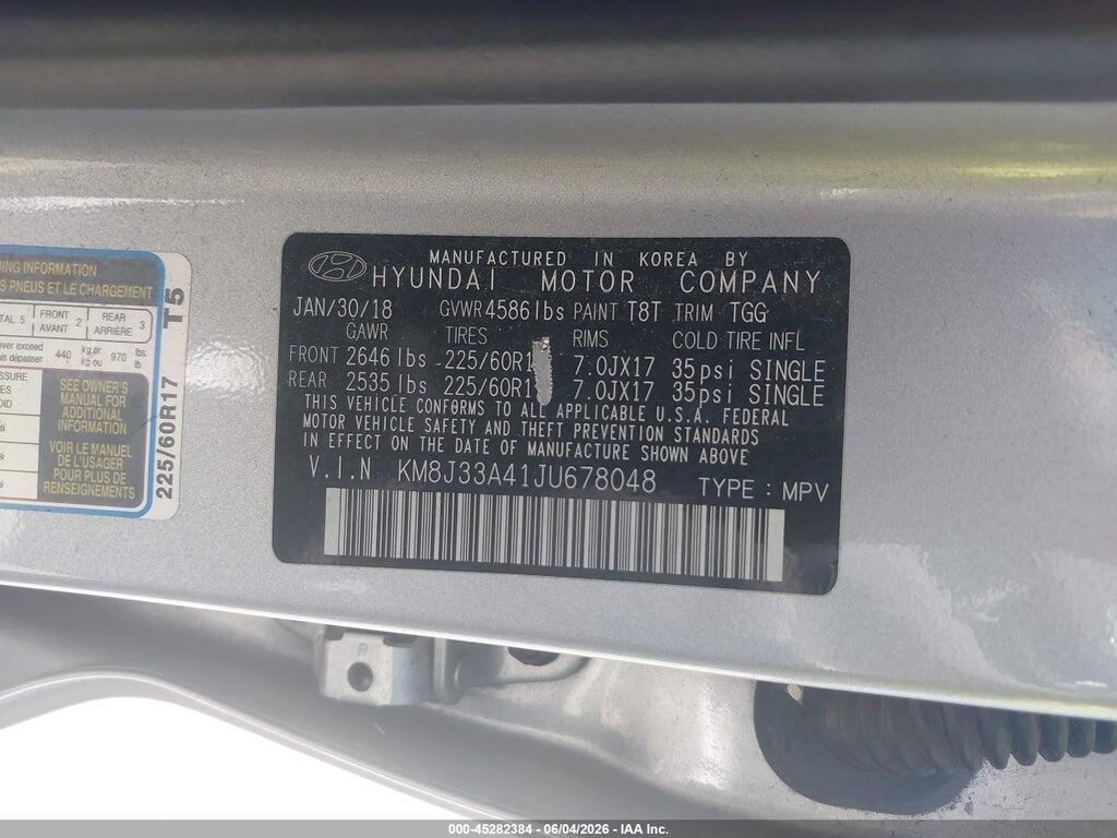 KM8J33A41JU678048 2018 HYUNDAI TUCSON photo no. 9