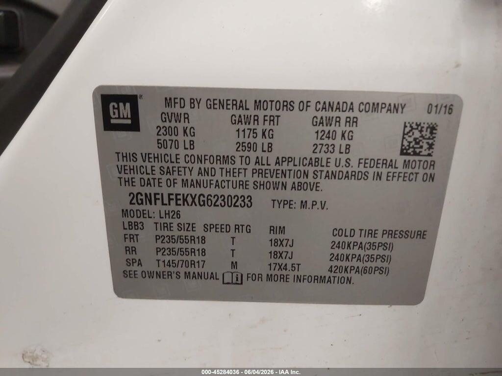 2GNFLFEKXG6230233 2016 CHEVROLET EQUINOX photo no. 9