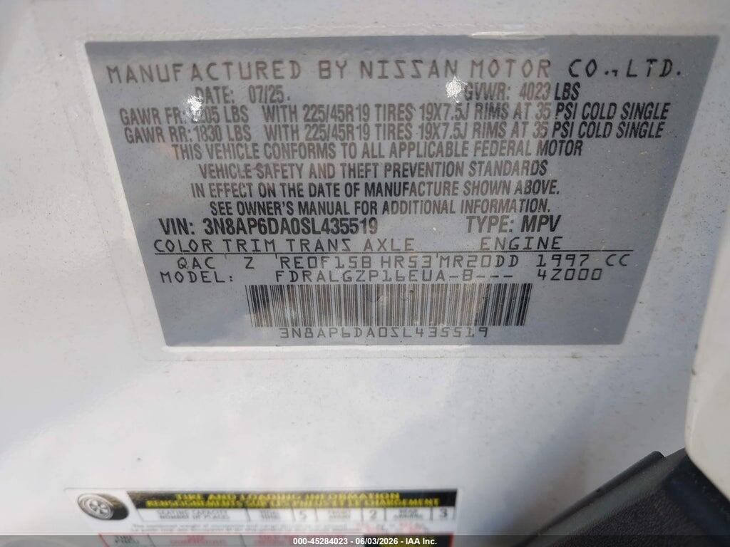 3N8AP6DA0SL435519 2025 NISSAN KICKS photo no. 9