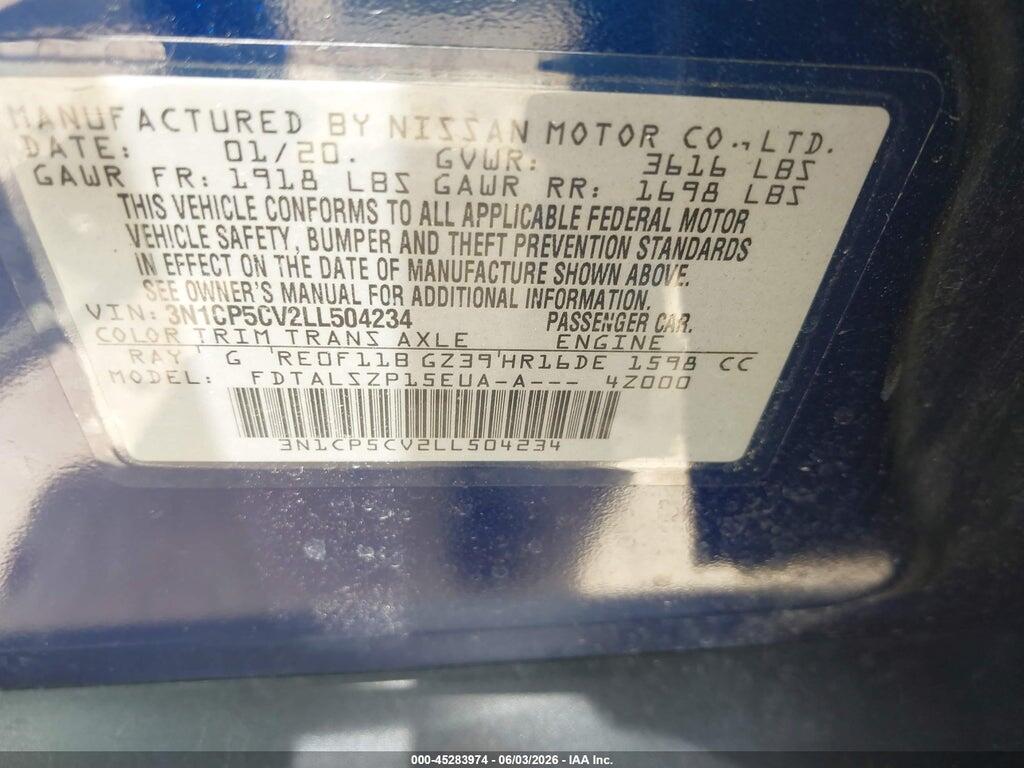 3N1CP5CV2LL504234 2020 NISSAN KICKS photo no. 9