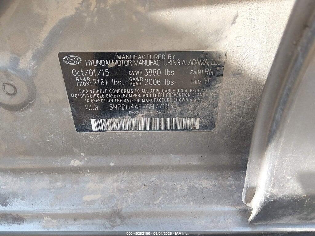 5NPDH4AE7GH771239 2016 HYUNDAI ELANTRA photo no. 9