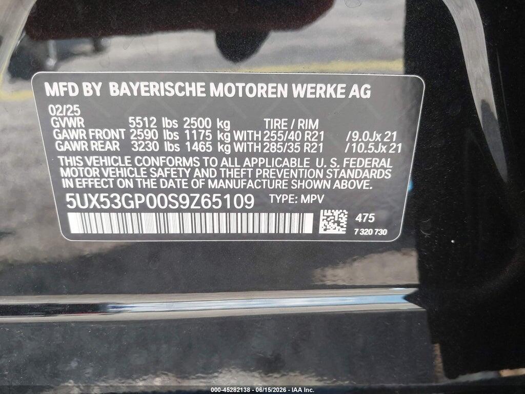 5UX53GP00S9Z65109 2025 BMW X3 photo no. 9