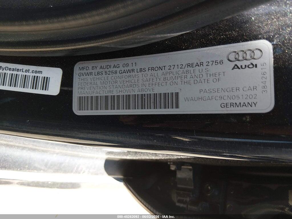 WAUHGAFC9CN051202 2012 AUDI A6 photo no. 9