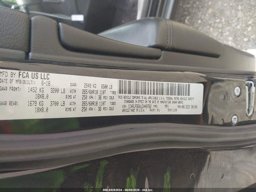 1C4RJFBG0JC449762 2018 JEEP GRAND CHEROKEE photo no. 9