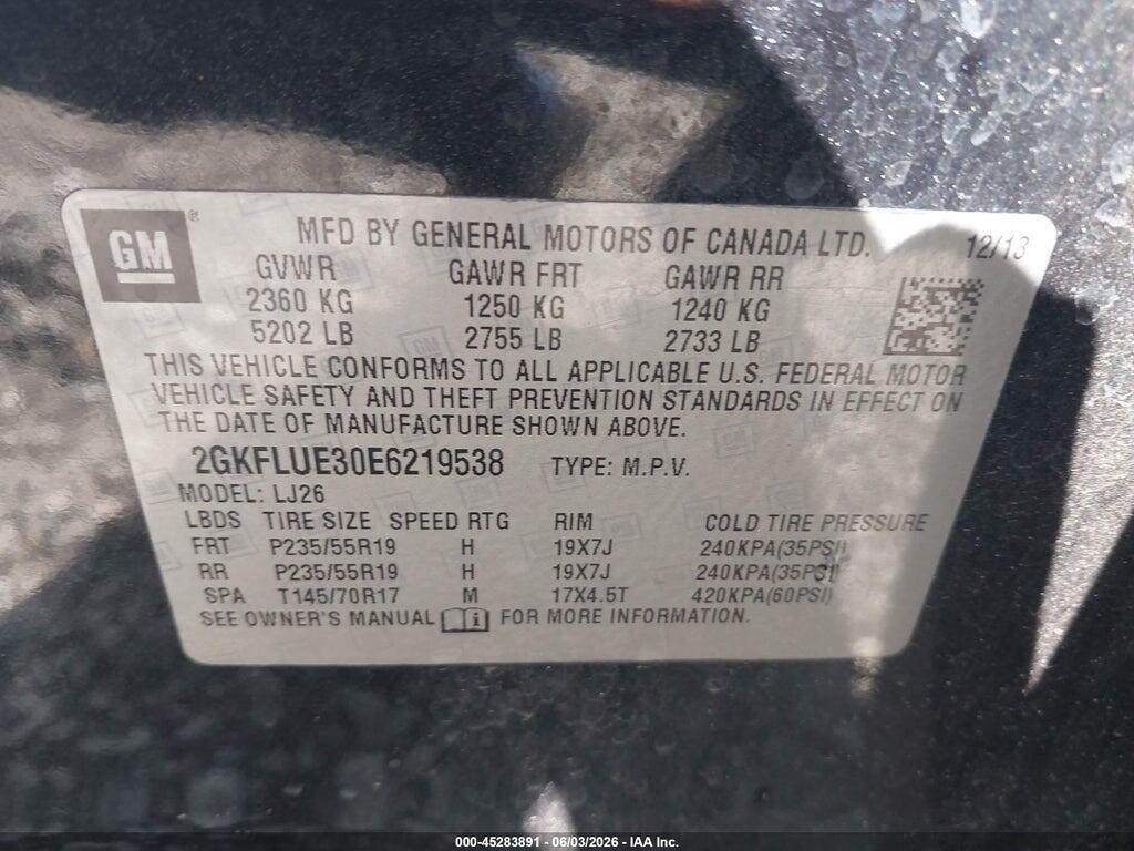 2GKFLUE30E6219538 2014 GMC TERRAIN photo no. 9