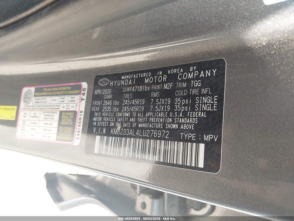 KM8J33AL4LU276972 2020 HYUNDAI TUCSON photo no. 9