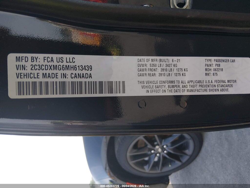 2C3CDXMG6MH613439 2021 DODGE CHARGER photo no. 9
