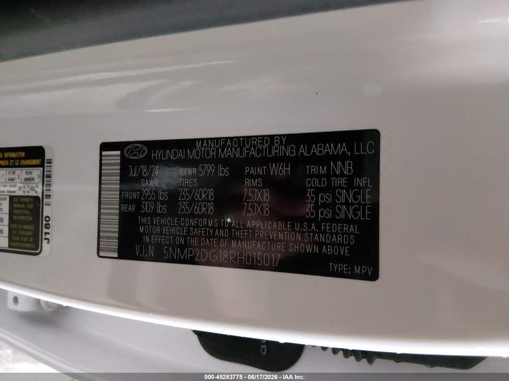 5NMP2DG18RH015017 2024 HYUNDAI SANTA FE HYBRID photo no. 9