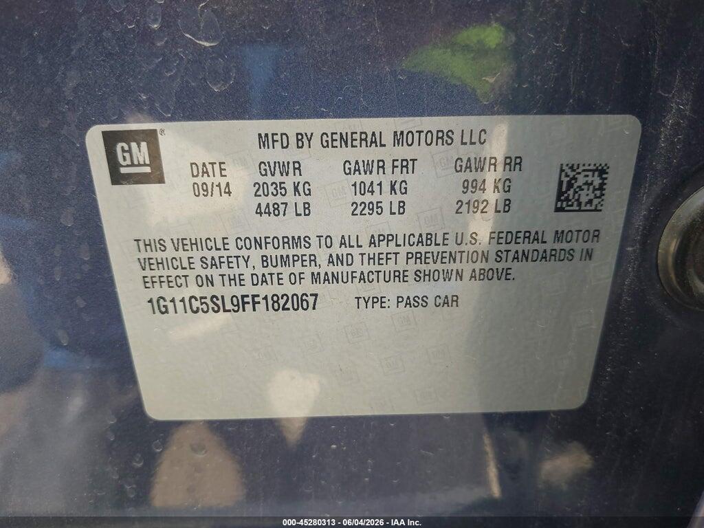 1G11C5SL9FF182067 2015 CHEVROLET MALIBU photo no. 9