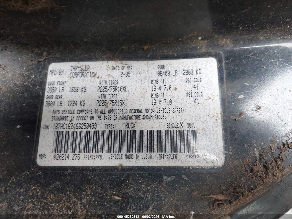 1B7HC16Z4SS258499 1995 DODGE RAM 1500 photo no. 9