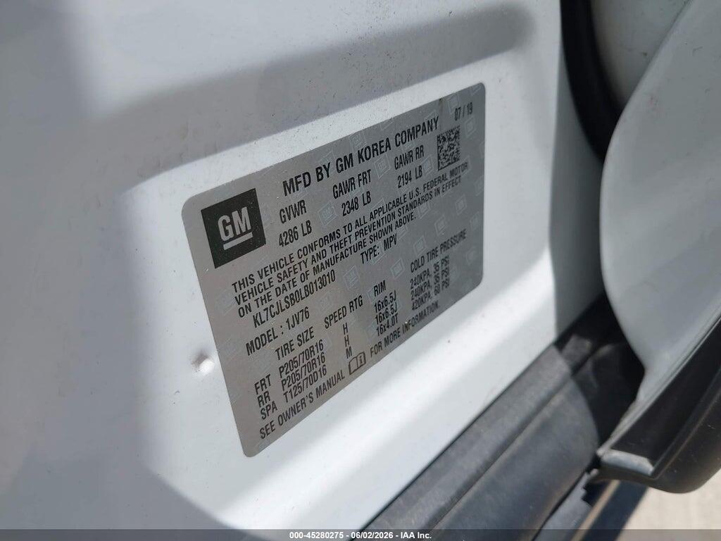 KL7CJLSB0LB013010 2020 CHEVROLET TRAX photo no. 9