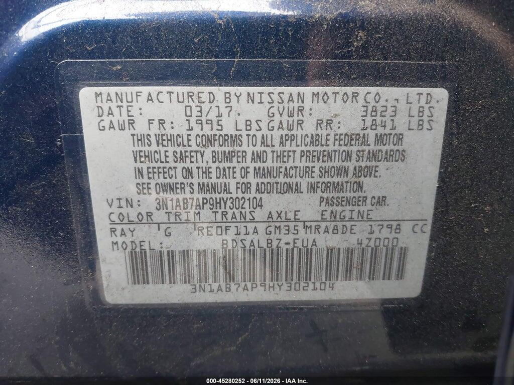 3N1AB7AP9HY302104 2017 NISSAN SENTRA photo no. 9