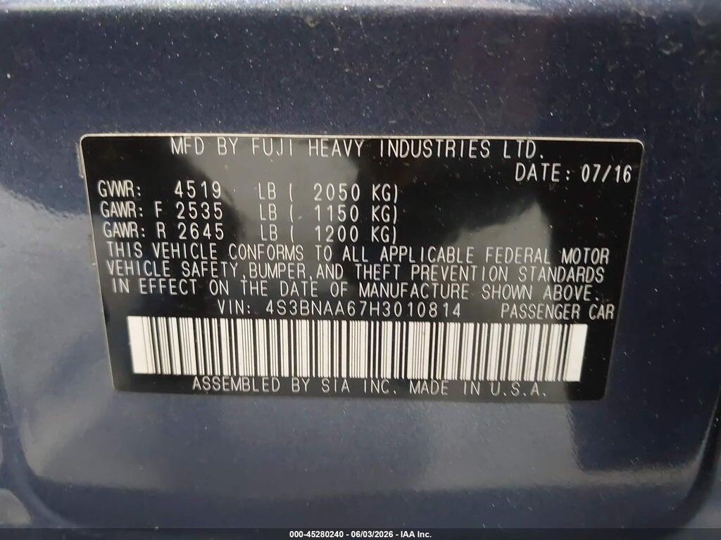 4S3BNAA67H3010814 2017 SUBARU LEGACY photo no. 9