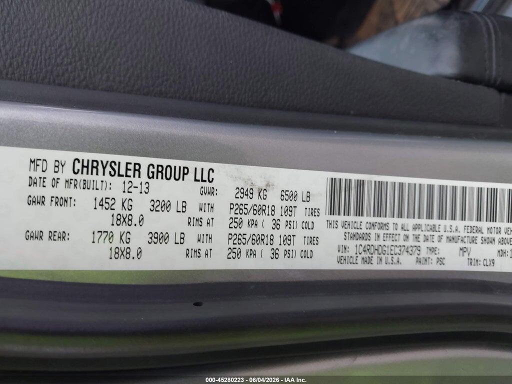 1C4RDHDG1EC374379 2014 DODGE DURANGO photo no. 9