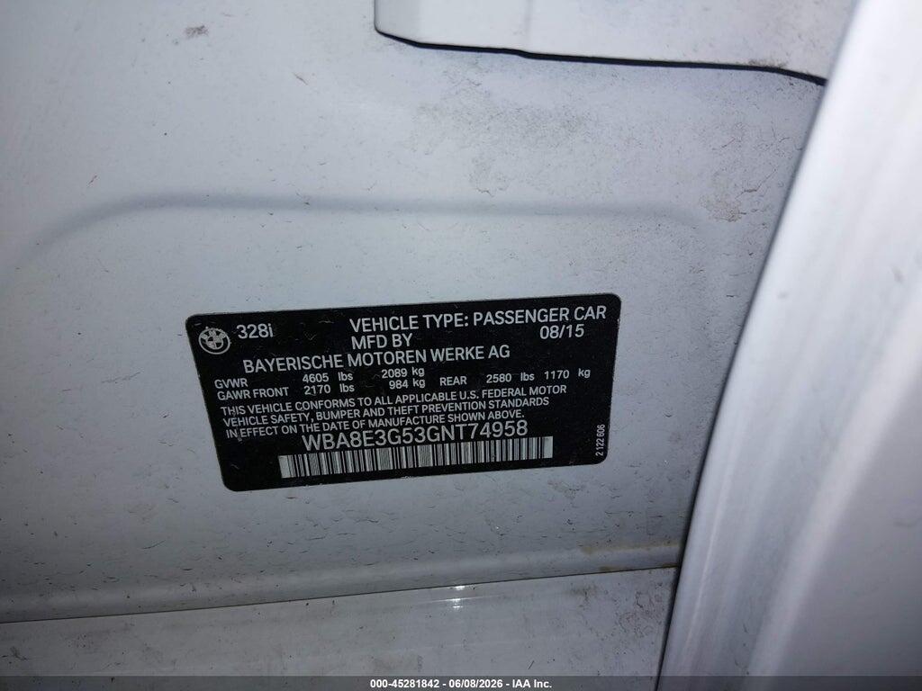 WBA8E3G53GNT74958 2016 BMW 328I photo no. 9