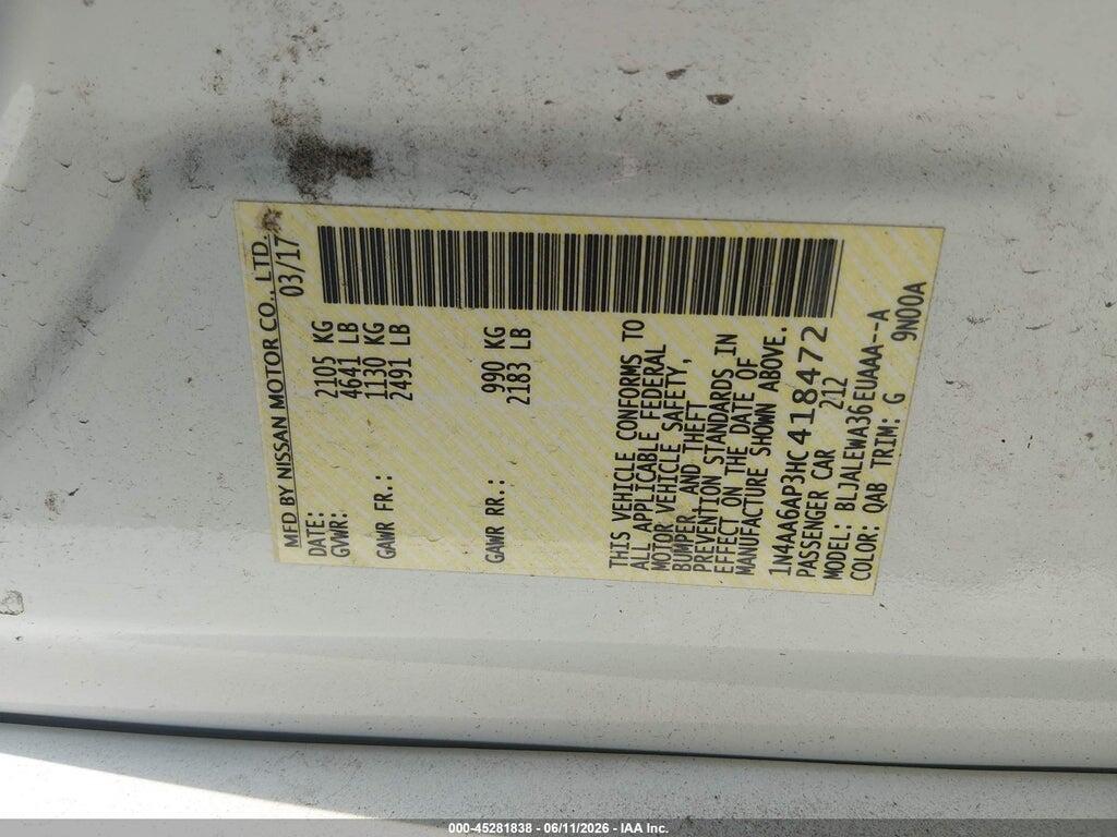 1N4AA6AP3HC418472 2017 NISSAN MAXIMA photo no. 9