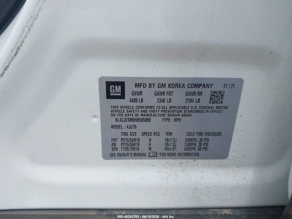 KL4CJESM8NB505880 2022 BUICK ENCORE photo no. 9