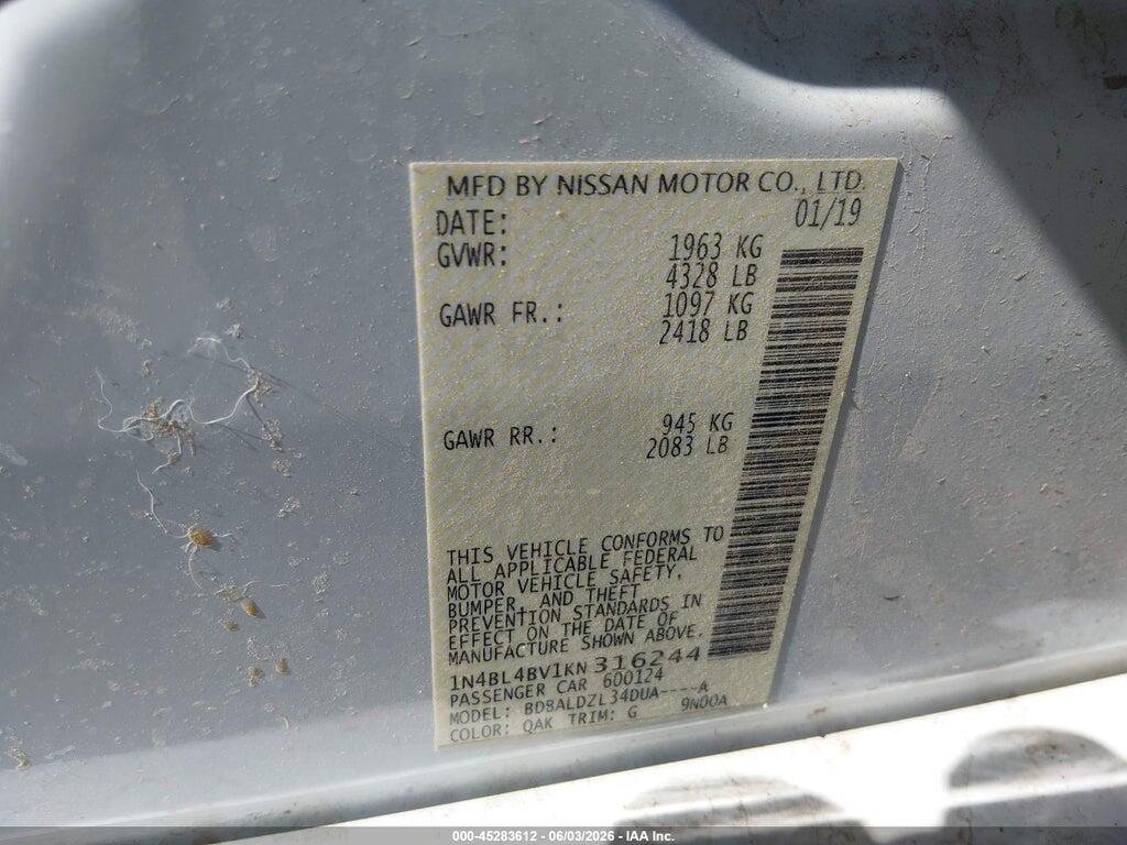 1N4BL4BV1KN316244 2019 NISSAN ALTIMA photo no. 9
