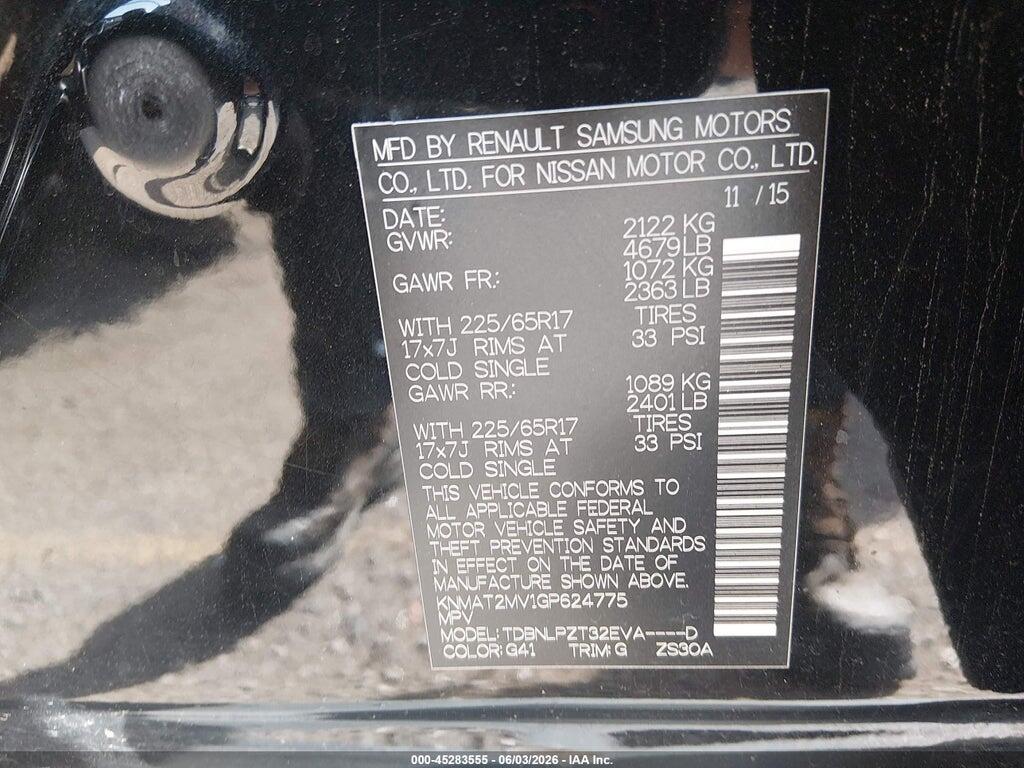 KNMAT2MV1GP624775 2016 NISSAN ROGUE photo no. 9