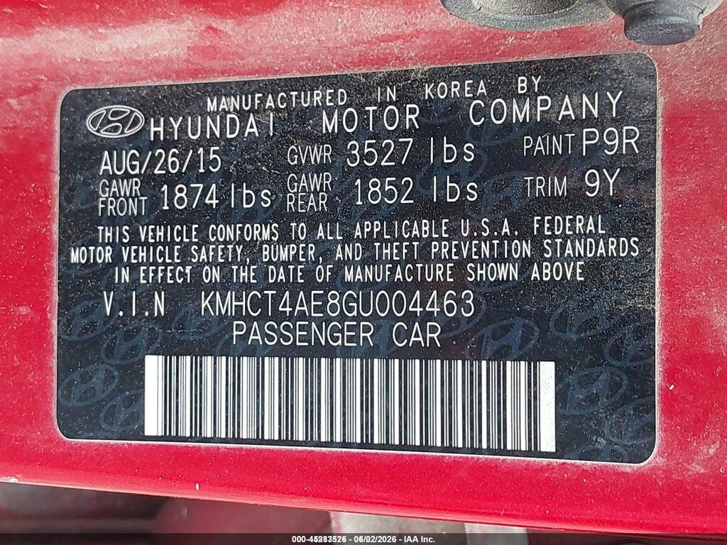 KMHCT4AE8GU004463 2016 HYUNDAI ACCENT photo no. 9