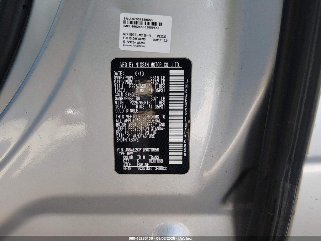 JN8AE2KP1D9070656 2013 NISSAN QUEST photo no. 9