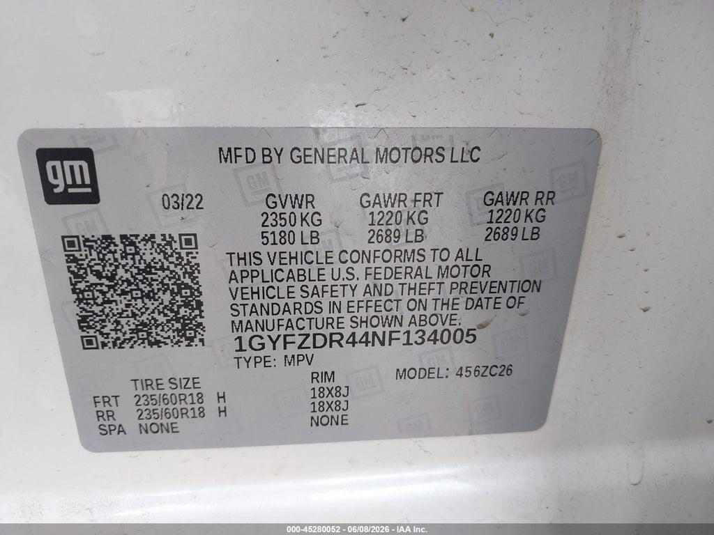 1GYFZDR44NF134005 2022 CADILLAC XT4 photo no. 9
