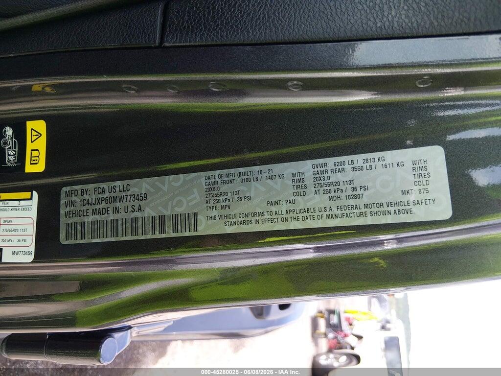 1C4JJXP60MW773459 2021 JEEP WRANGLER 4XE photo no. 9