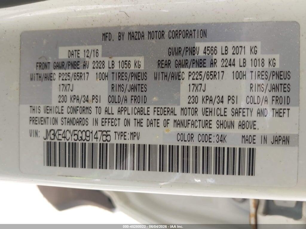JM3KE4CY5G0914765 2016 MAZDA CX-5 photo no. 9