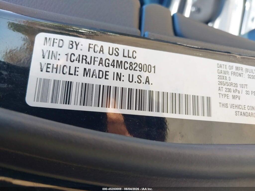 1C4RJFAG4MC829001 2021 JEEP GRAND CHEROKEE photo no. 9